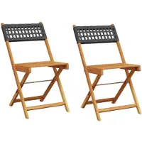 vidaXL Klapstoelen, 2 stuks, zwart, massief acaciahout en polyrotan