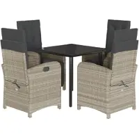 vidaXL 5-delige Tuinset met kussens poly rattan lichtgrijs