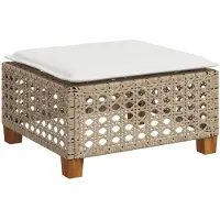 vidaXL Tuinkruk met kussen 63,5x56x32 cm poly rattan beige