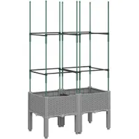 vidaXL Plantenbak met latwerk 80x40x142,5 cm polypropeen lichtgrijs