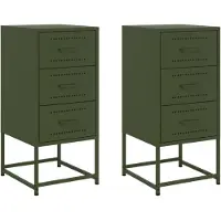 vidaXL Nachtkastjes 2 st 36x39x78 cm staal olijfgroen