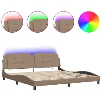 vidaXL Bedframe met LED-verlichting, zonder matras, Zadar, cappuccino, 200x200 cm