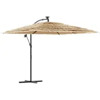 vidaXL Parasol met LED's en stalen paal 269x269x235 cm bruin