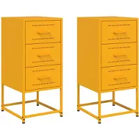 vidaXL Nachtkastjes 2 st 36x39x78 cm staal mosterdgeel