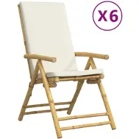 vidaXL Tuinstoelen 6 st inklapbaar met kussens bamboe crèmewit