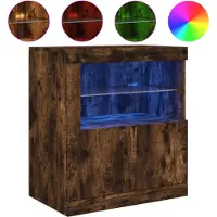 vidaXL Dressoir met LED-verlichting, gerookt eikenhout, 60,5 x 37 x 67 cm