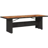vidaXL Tuintafel met acaciahouten blad 240x90x75 cm poly rattan zwart