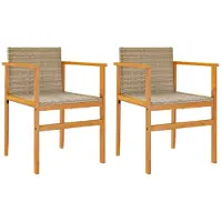 vidaXL Tuinstoelen 2 st poly rattan en massief hout beige
