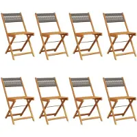 vidaXL Opklapbare stoelen, 8 stuks, grijs, massief acaciahout