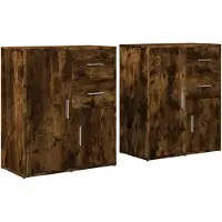 vidaXL Dressoirs 2 st 60x31x70 cm bewerkt hout gerookt eikenkleurig