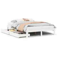 vidaXL Bedframe met lades massief grenenhout wit 150x200 cm