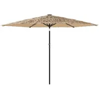 vidaXL Parasol met LED's en stalen paal 288x288x225 cm bruin