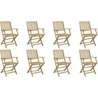 vidaXL Opklapbare stoelen, 8 stuks, 54,5 x 58 x 90 cm, massief acaciahout.