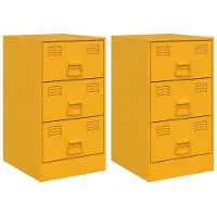 vidaXL Nachtkastjes 2 st 34,5x39x62 cm staal mosterdgeel