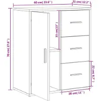 vidaXL Dressoirs 2 st 60x31x70 cm bewerkt hout grijs sonoma eikenkleur