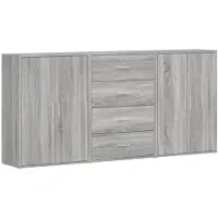 vidaXL Dressoirs 3 st 60x31x84 cm bewerkt hout grijs sonoma eikenkleur