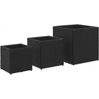 vidaXL Plantenbakken 3 st poly rattan zwart