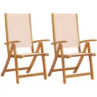 vidaXL Klapstoelen, 2 stuks, massief acaciahout en textielstof
