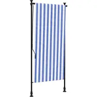 vidaXL Rolgordijn voor buiten 120x270 cm stof en staal blauw en wit