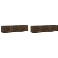 vidaXL Wandkasten 2 st 75x18x16,5 cm bewerkt hout bruin eikenkleur