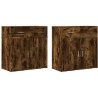 vidaXL Dressoirs, 2 stuks, gerookt eikenfineer, 79x38x80 cm, houtvezelplaat