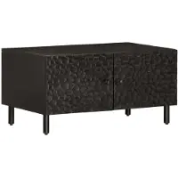 vidaXL Salontafel zwart, 80x50x40 cm, massief mangohout