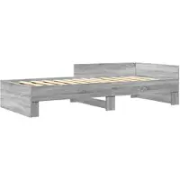vidaXL Bedframe bewerkt hout grijs sonoma eikenkleurig 90x200 cm