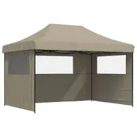 vidaXL Partytent, inklapbaar, pop-up model, met 3 zijpanelen, taupekleurig