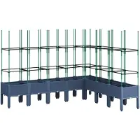 vidaXL Plantenbak met latwerk 200x160x142,5 cm polypropeen blauwgrijs
