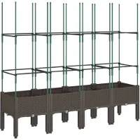vidaXL Plantenbak met latwerk 160x40x142,5 cm polypropeen bruin