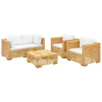 vidaXL 5-delige Loungeset met kussens massief teakhout