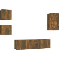 vidaXL 5-delige Tv-meubelset bewerkt hout gerookt eikenkleurig