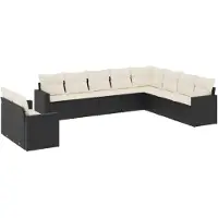 vidaXL 10-delige Loungeset met kussens poly rattan zwart