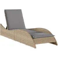 vidaXL Ligbed met kussen, beige, 60x205x73 cm, polyrotan