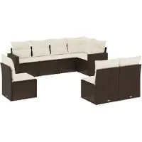 vidaXL 8-delige Loungeset met kussens poly rattan bruin