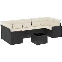 vidaXL 8-delige Loungeset met kussens poly rattan zwart