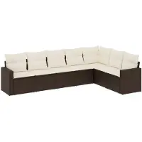 vidaXL 7-delige Loungeset met kussens poly rattan bruin