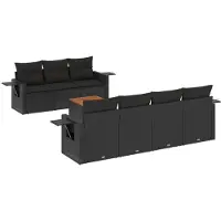 vidaXL 8-delige Loungeset met kussens poly rattan zwart