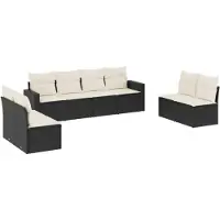 vidaXL 8-delige Loungeset met kussens poly rattan zwart