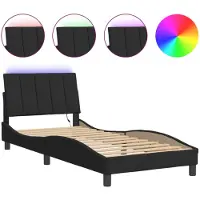 vidaXL Bedframe met LED-verlichting, zonder matras, "Hanko", zwart, 80x200 cm, fluweel