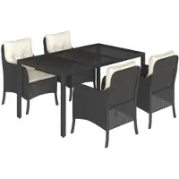 vidaXL 5-delige tuinset met kussens, zwart, van polyrotan