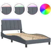 vidaXL Bedframe met LED zonder matras "Hanko" donkergrijs 100x200 cm
