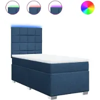 vidaXL Boxspring met matras stof blauw 80x200 cm
