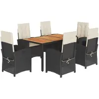 vidaXL 7-delige tuinset met kussens, zwart, van polyrotan