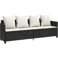 vidaXL Ligbed met kussens poly rattan zwart