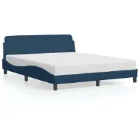 vidaXL Bedframe met hoofdeinde "Dover", blauw, 160x200 cm, gestoffeerd
