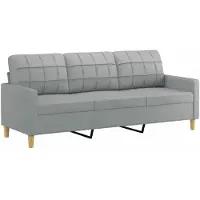 vidaXL Driezitsbank 180 cm stof lichtgrijs