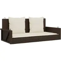 vidaXL Hangstoel met kussen, bruin, 119x56x48 cm, polyrotan