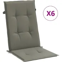vidaXL Stoelkussens 6 st hoge rug 120x50x4 cm stof donkergrijs