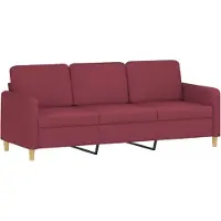 vidaXL Driezitsbank 180 cm stof wijnrood